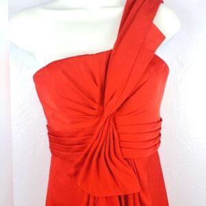BCBGMaxAzria Vibrant Red One Shoulder Dress